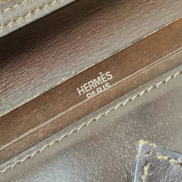 Auth HERMES Bearn Dupre - Dark Brown Veau Barenia Unclear Long Wallet - Picture 4 of 13